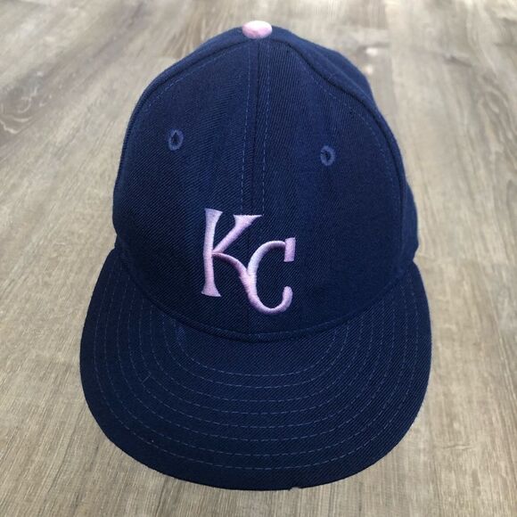 Vintage 90s Kansas City KC Royals New Era 6-7/8 100% Wool Baseball Hat Cap READ - Picture 2 of 13